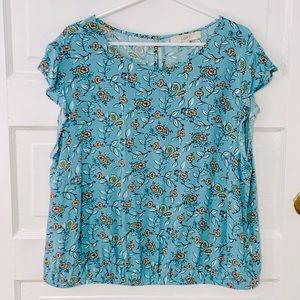 Blue floral short-sleeve top from LOFT